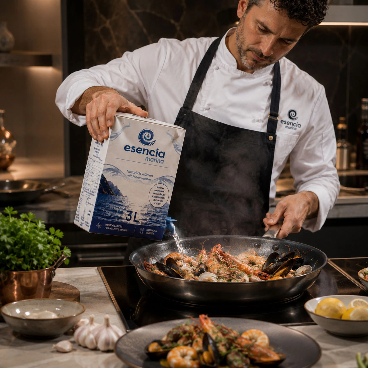 Kochen mit Esencia Marina Meerwasser kulinarische Anwendung